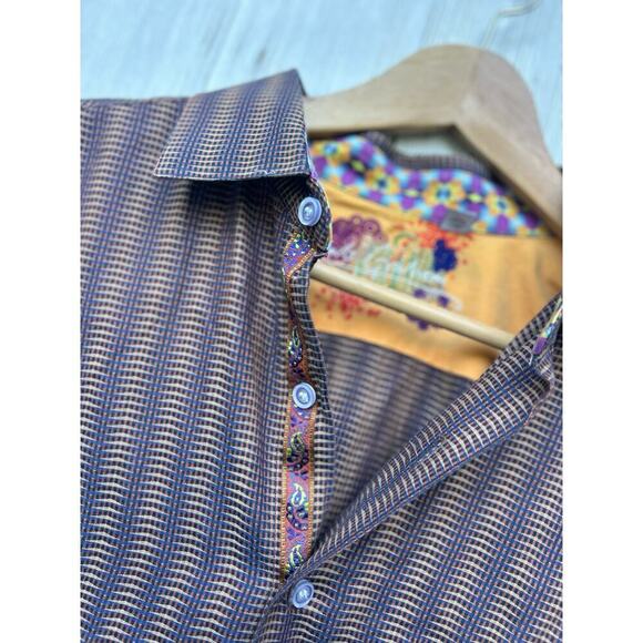 Robert Graham Mens Embroidered Shirt Button-Down Silk Trim Long Sleeve Size L - Picture 4 of 11